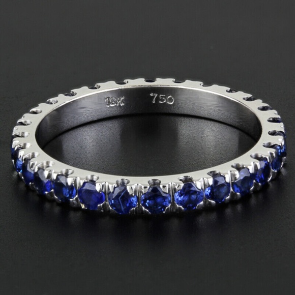 New Jolie 18k White Gold Sapphire Stackable Eternity Ring - Picture 1 of 3